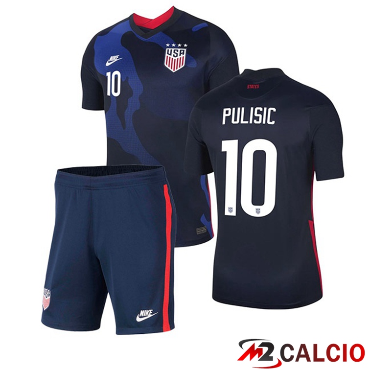 Maglie Calcio Personalizzate,Tute Calcio Squadre,Maglia Nazionale Italiana Calcio | Maglia Nazionale USA (PULISIC 10) Bambino Seconda 2020/2021