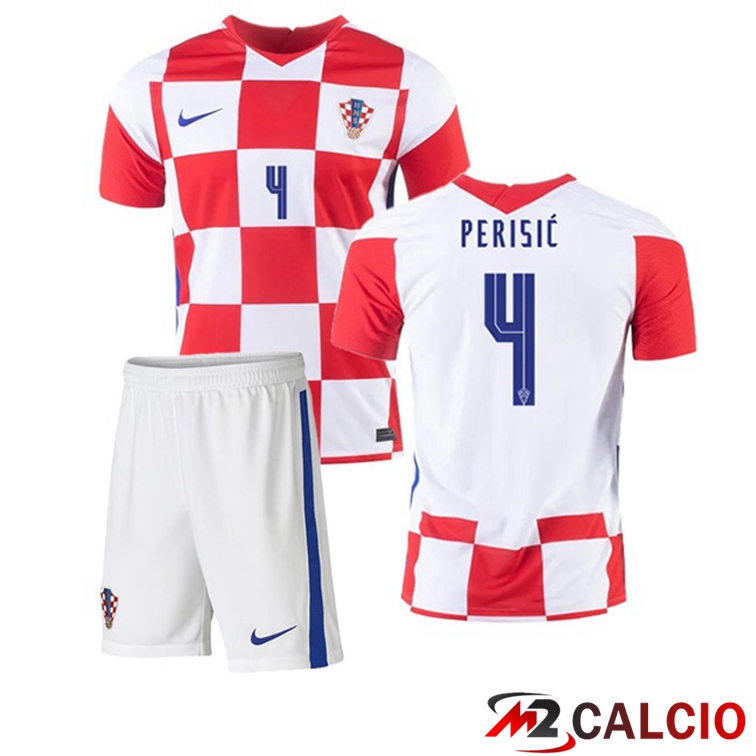 Maglie Calcio Personalizzate,Tute Calcio Squadre,Maglia Nazionale Italiana Calcio | Maglia Nazionale Croazia (PERIŠIĆ 4) Bambino Prima 2020/2021