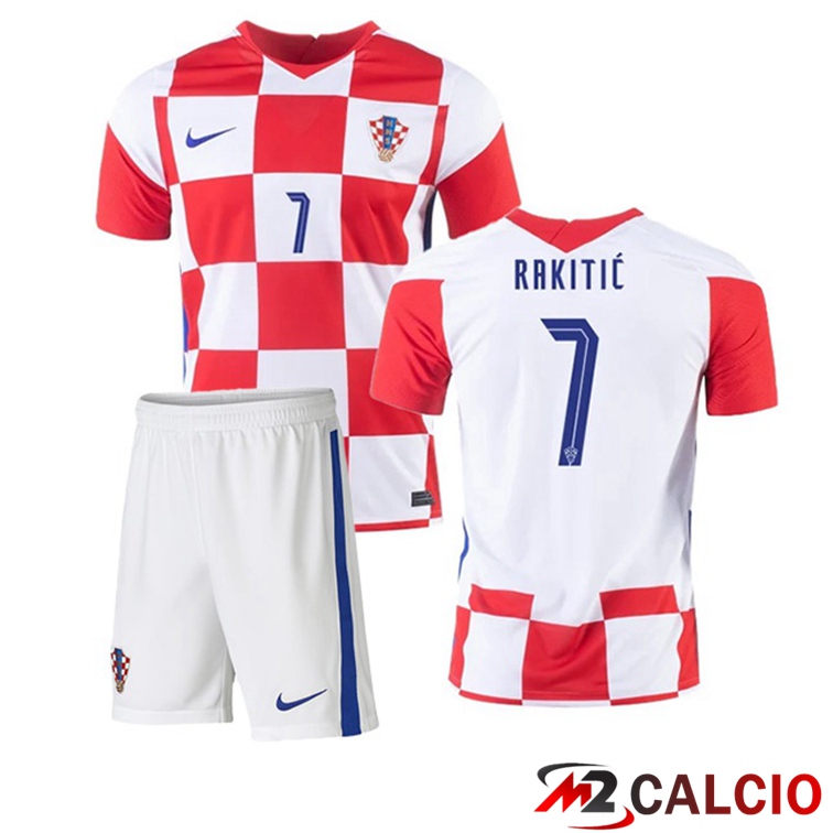 Maglie Calcio Personalizzate,Tute Calcio Squadre,Maglia Nazionale Italiana Calcio | Maglia Nazionale Croazia (RAKITIĆ 7) Bambino Prima 2020/2021