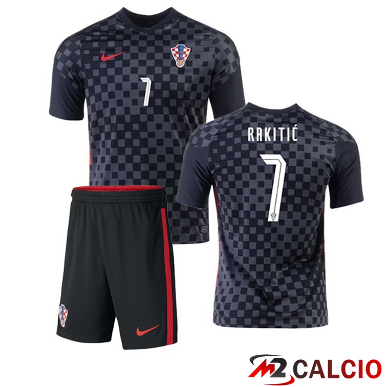 Maglie Calcio Personalizzate,Tute Calcio Squadre,Maglia Nazionale Italiana Calcio | Maglia Nazionale Croazia (RAKITIĆ 7) Bambino Seconda 2020/2021