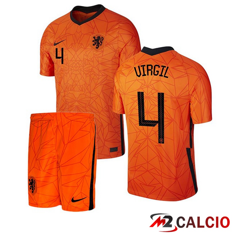 Maglie Calcio Personalizzate,Tute Calcio Squadre,Maglia Nazionale Italiana Calcio | Maglia Nazionale Paesi Bassi (VIRGIL 4) Bambino Prima 2020/2021