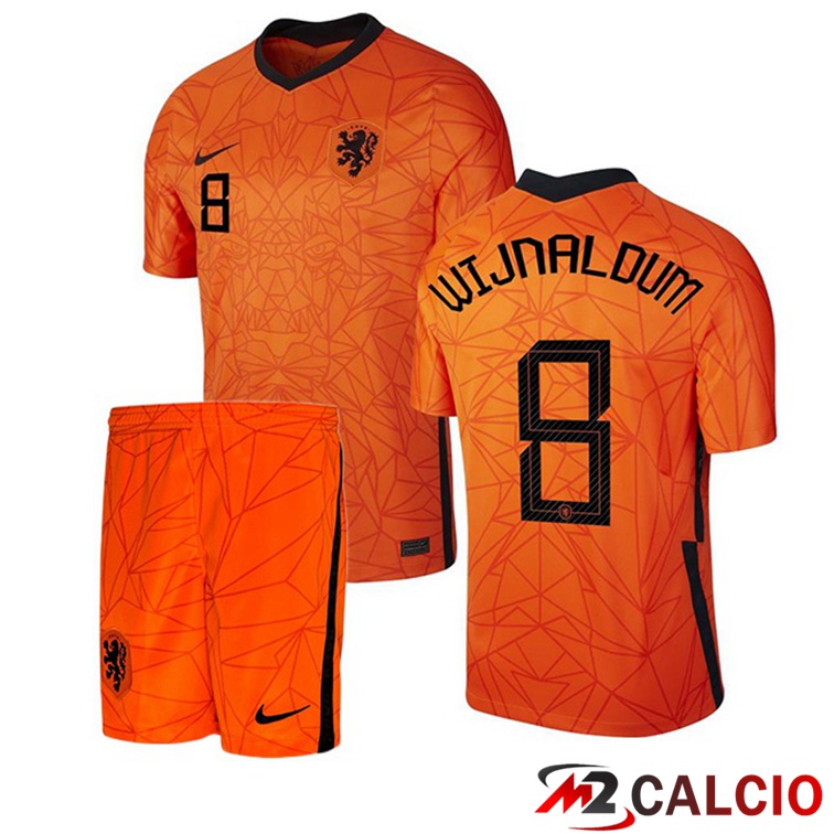 Maglie Calcio Personalizzate,Tute Calcio Squadre,Maglia Nazionale Italiana Calcio | Maglia Nazionale Paesi Bassi (WIJNALDUM 8) Bambino Prima 2020/2021