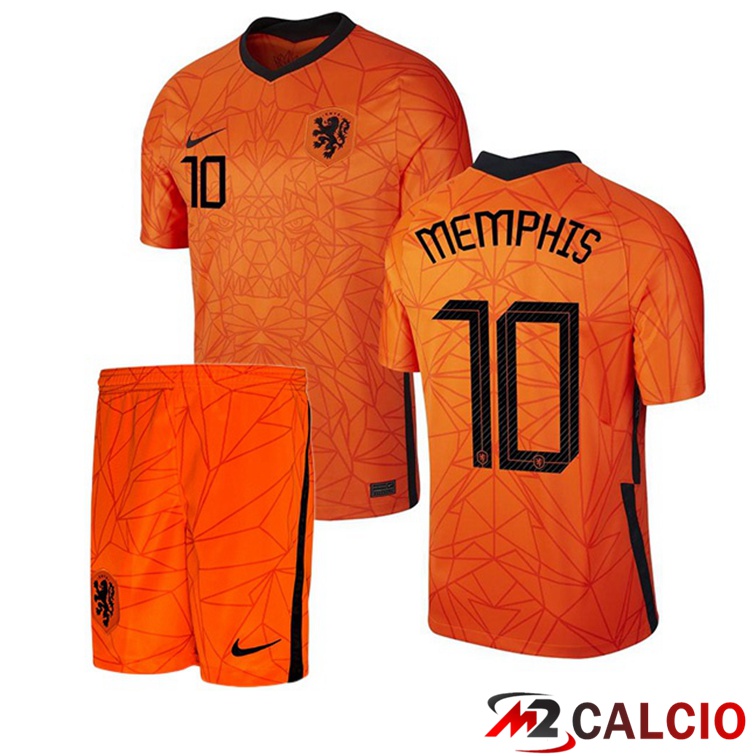 Maglie Calcio Personalizzate,Tute Calcio Squadre,Maglia Nazionale Italiana Calcio | Maglia Nazionale Paesi Bassi (MEMPHIS 10) Bambino Prima 2020/2021