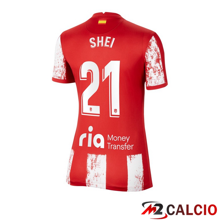 Maglie Calcio Personalizzate,Tute Calcio Squadre,Maglia Nazionale Italiana Calcio | Maglia Atletico Madrid (CARRASCO 21) Donna Prima Rosso/Bianco 2021/2022