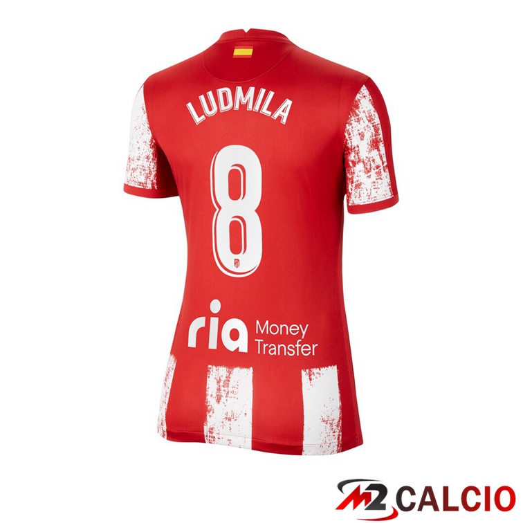 Maglie Calcio Personalizzate,Tute Calcio Squadre,Maglia Nazionale Italiana Calcio | Maglia Atletico Madrid (GRIEZMANN 8) Donna Prima Rosso/Bianco 2021/2022