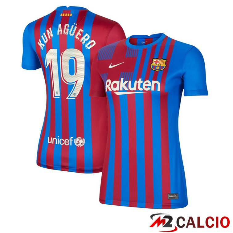 Maglie Calcio Personalizzate,Tute Calcio Squadre,Maglia Nazionale Italiana Calcio | Maglia FC Barcellona (KUN AGUERO 19) Donna Prima Rosso/Blu 2021/2022