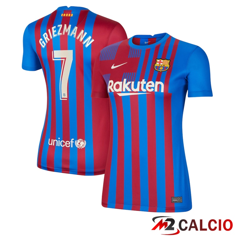 Maglie Calcio Personalizzate,Tute Calcio Squadre,Maglia Nazionale Italiana Calcio | Maglia FC Barcellona (Griezmann 7) Donna Prima Rosso/Blu 2021/2022