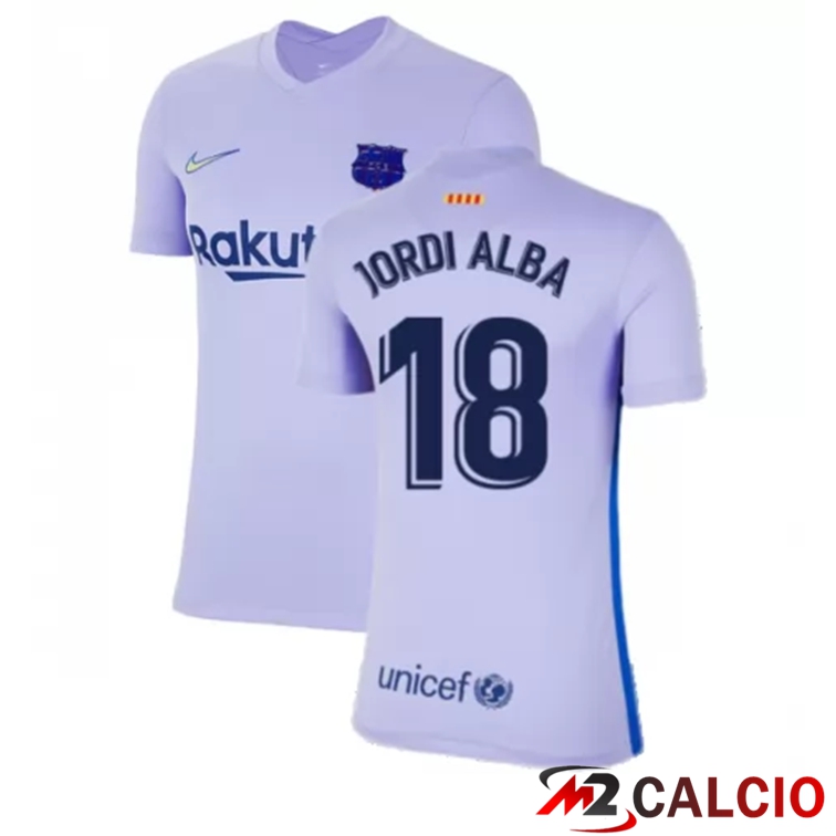 Maglie Calcio Personalizzate,Tute Calcio Squadre,Maglia Nazionale Italiana Calcio | Maglia FC Barcellona (JORDI ALBA 18) Donna Seconda Viola 2021/2022