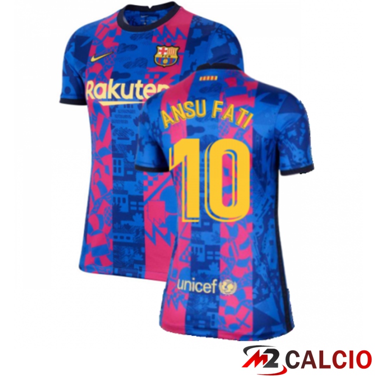 Maglie Calcio Personalizzate,Tute Calcio Squadre,Maglia Nazionale Italiana Calcio | Maglia FC Barcellona (ANSU FATI 10) Donna Terza 2021/2022