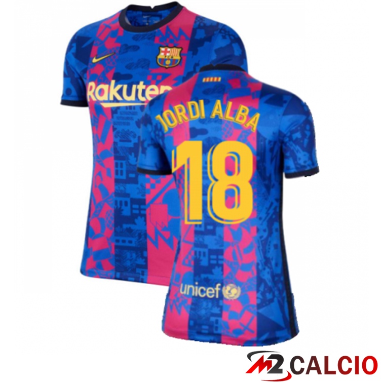 Maglie Calcio Personalizzate,Tute Calcio Squadre,Maglia Nazionale Italiana Calcio | Maglia FC Barcellona (JORDI ALBA 18) Donna Terza 2021/2022