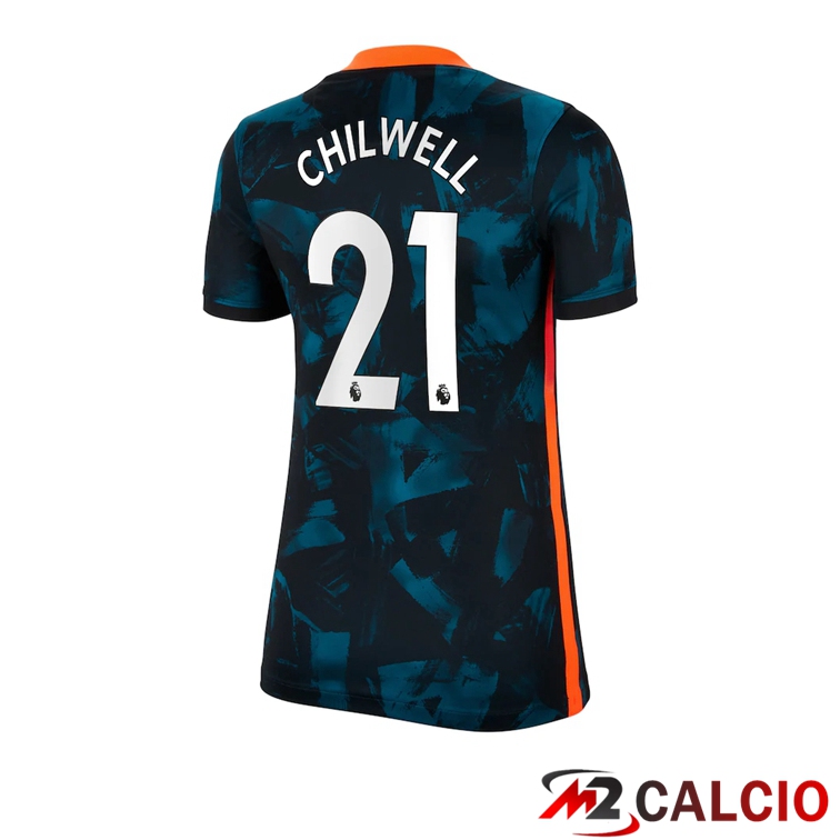 Maglie Calcio Personalizzate,Tute Calcio Squadre,Maglia Nazionale Italiana Calcio | Maglia FC Chelsea (CHILWELL 21) Donna Terza Verde/Nero 2021/2022