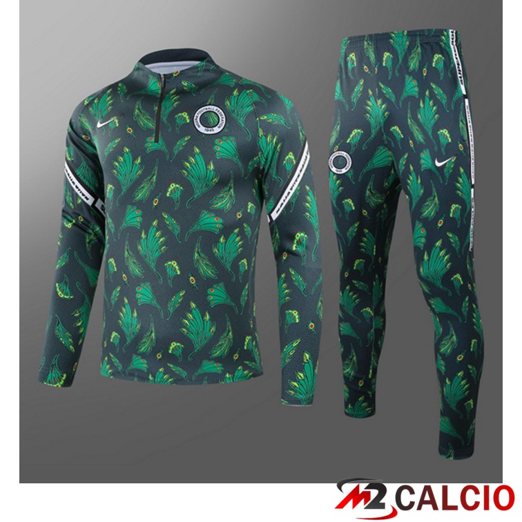 Maglie Calcio Personalizzate,Tute Calcio Squadre,Maglia Nazionale Italiana Calcio | Tuta Calcio Bambino - Giacca Nigeria Verde Fonce 2021/2022