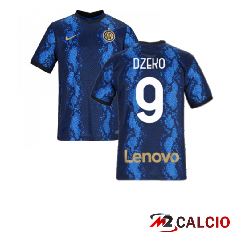Maglie Calcio Personalizzate,Tute Calcio Squadre,Maglia Nazionale Italiana Calcio | Maglia Inter Milan（DZEKO 9）Donna Prima Blu 2021/2022