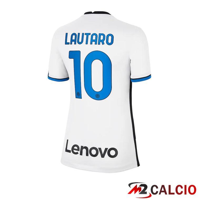 Maglie Calcio Personalizzate,Tute Calcio Squadre,Maglia Nazionale Italiana Calcio | Maglia Inter Milan（LAUTARO 10）Donna Seconda Bianco 2021/2022