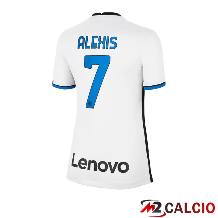 Maglie Calcio Personalizzate,Tute Calcio Squadre,Maglia Nazionale Italiana Calcio | Maglia Inter Milan（ALEXIS 7）Donna Seconda Bianco 2021/2022