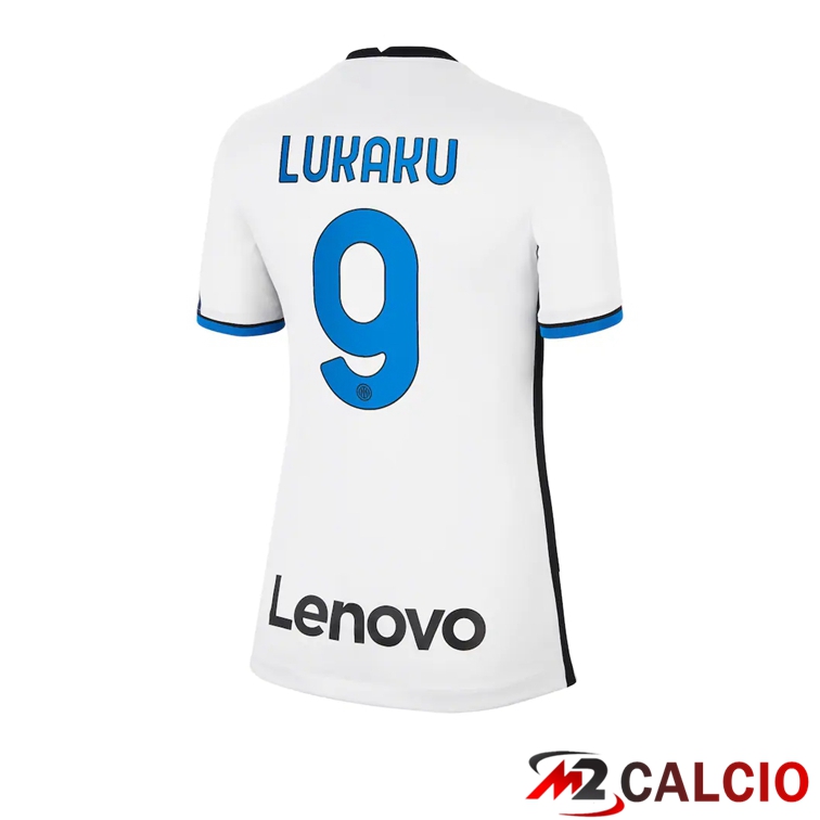 Maglie Calcio Personalizzate,Tute Calcio Squadre,Maglia Nazionale Italiana Calcio | Maglia Inter Milan（DZEKO 9）Donna Seconda Bianco 2021/2022
