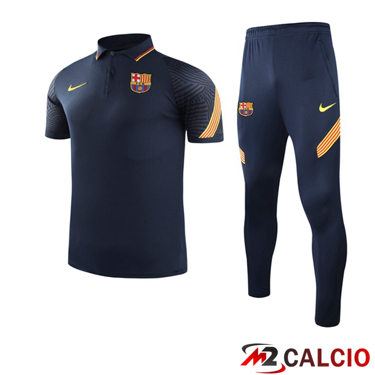 Maglie Calcio Personalizzate,Tute Calcio Squadre,Maglia Nazionale Italiana Calcio | Maglia Polo FC Barcellona + Pantaloni Grigio Fonce 2021/2022