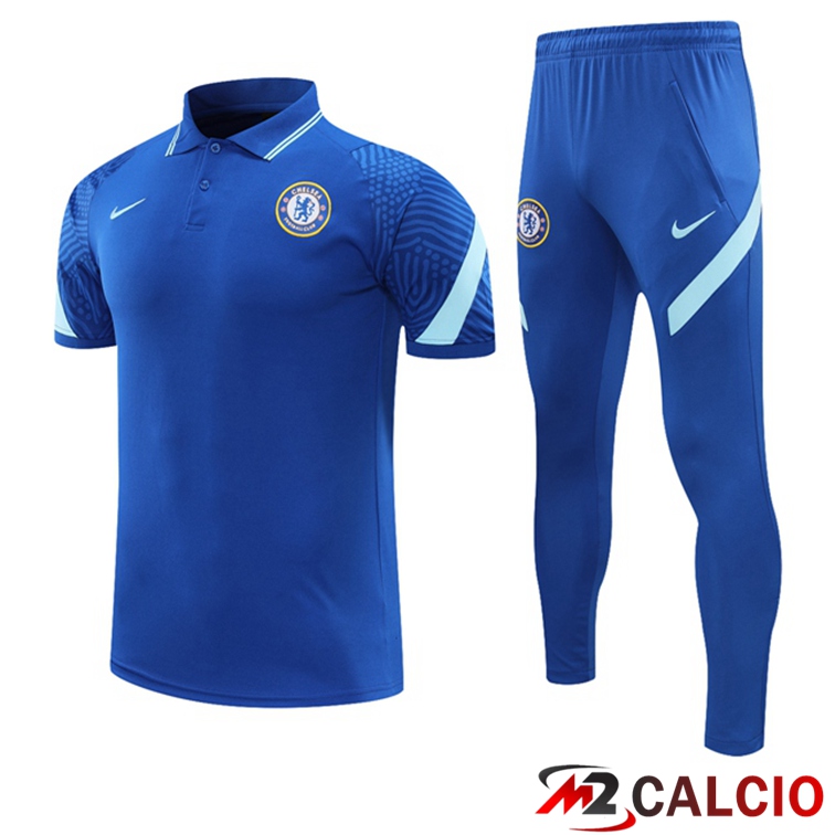 Maglie Calcio Personalizzate,Tute Calcio Squadre,Maglia Nazionale Italiana Calcio | Maglia Polo FC Chelsea + Pantaloni Blu 2021/2022