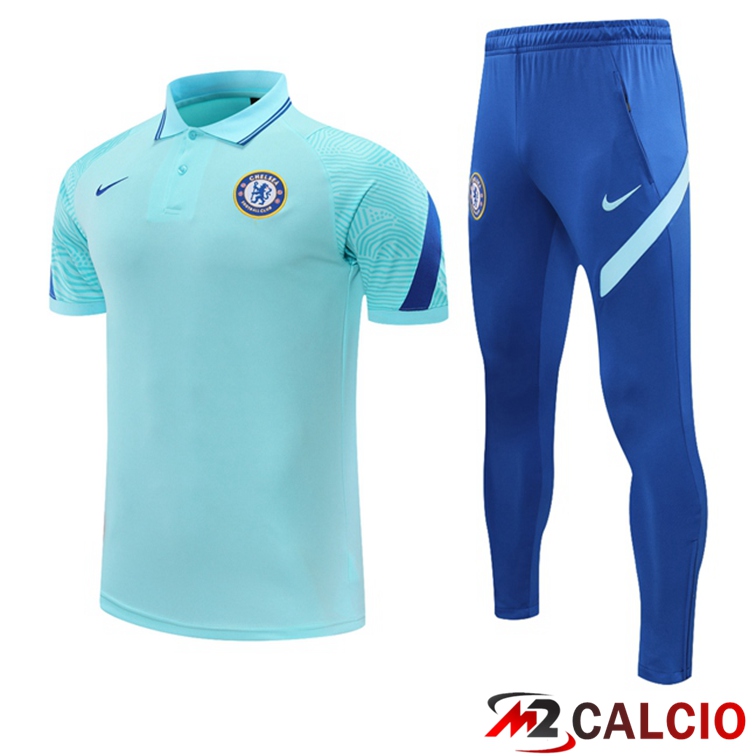 Maglie Calcio Personalizzate,Tute Calcio Squadre,Maglia Nazionale Italiana Calcio | Maglia Polo FC Chelsea + Pantaloni Blu 2021/2022