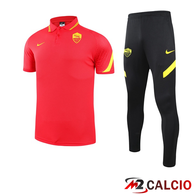 Maglie Calcio Personalizzate,Tute Calcio Squadre,Maglia Nazionale Italiana Calcio | Maglia Polo AS Roma + Pantaloni Rosso 2021/2022