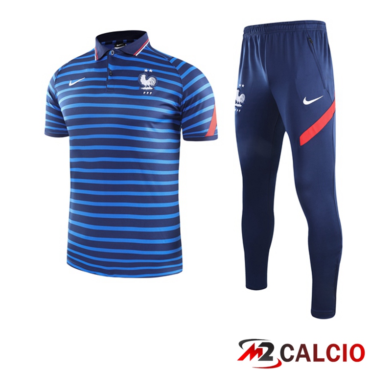Maglie Calcio Personalizzate,Tute Calcio Squadre,Maglia Nazionale Italiana Calcio | Maglia Polo Francia + Pantaloni Blu 2021/2022