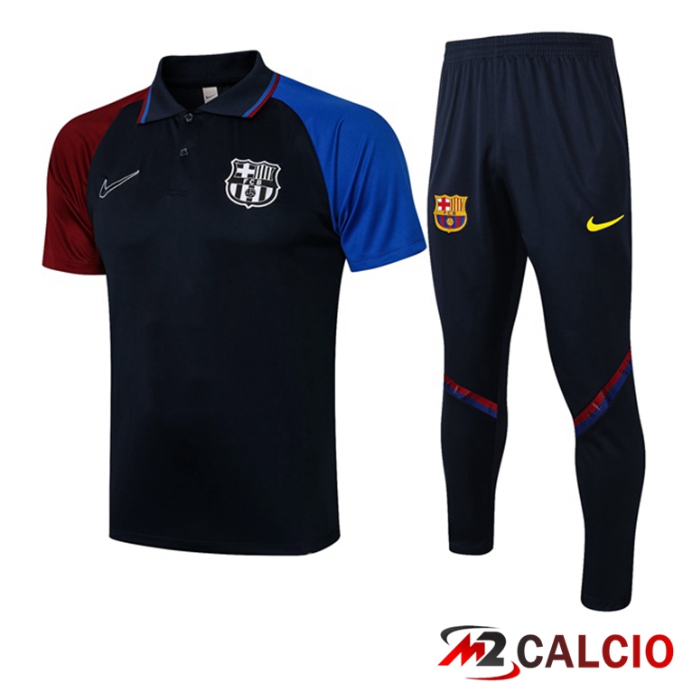 Maglie Calcio Personalizzate,Tute Calcio Squadre,Maglia Nazionale Italiana Calcio | Maglia Polo FC Barcellona + Pantaloni Blu Reale 2021/2022