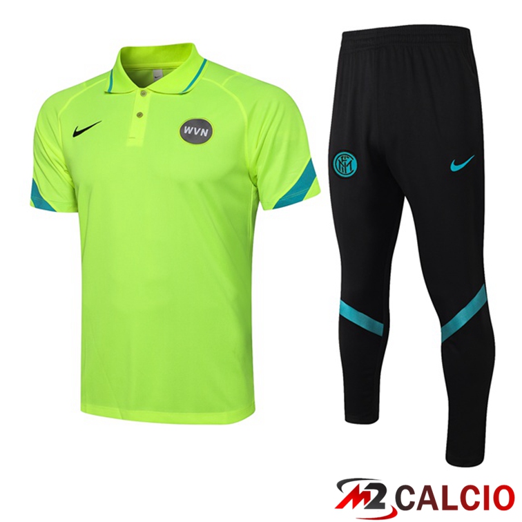 Maglie Calcio Personalizzate,Tute Calcio Squadre,Maglia Nazionale Italiana Calcio | Maglia Polo Inter Milan + Pantaloni Verde 2021/2022