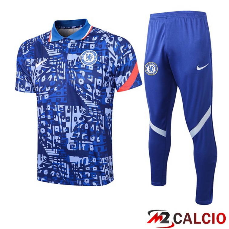 Maglie Calcio Personalizzate,Tute Calcio Squadre,Maglia Nazionale Italiana Calcio | Maglia Polo FC Chelsea + Pantaloni Blu 2021/2022