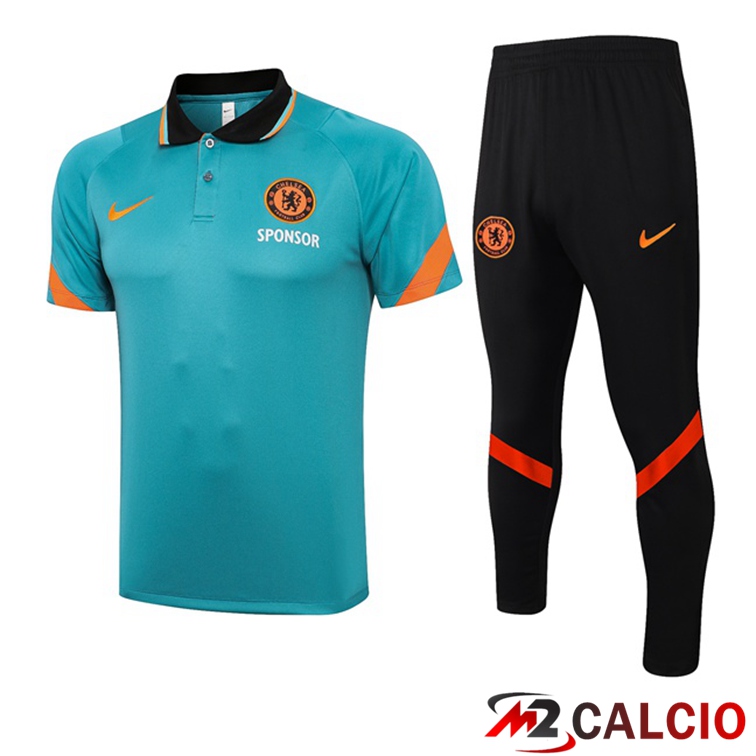 Maglie Calcio Personalizzate,Tute Calcio Squadre,Maglia Nazionale Italiana Calcio | Maglia Polo FC Chelsea + Pantaloni Blu 2021/2022