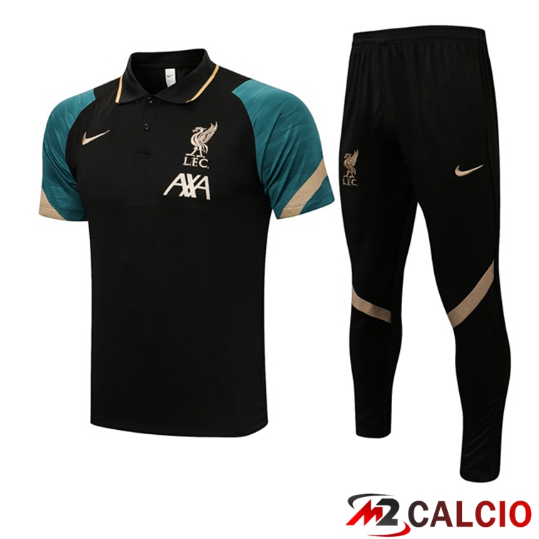 Maglie Calcio Personalizzate,Tute Calcio Squadre,Maglia Nazionale Italiana Calcio | Maglia Polo FC Liverpool + Pantaloni Nero 2021/2022