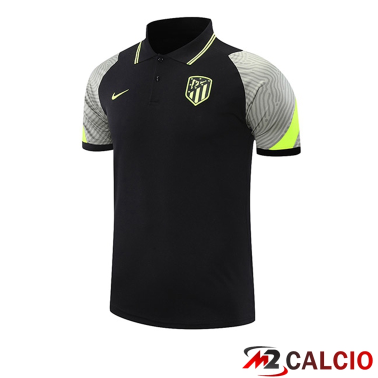 Maglie Calcio Personalizzate,Tute Calcio Squadre,Maglia Nazionale Italiana Calcio | Maglia Polo Atletico Madrid Nero Grigio 2021/2022