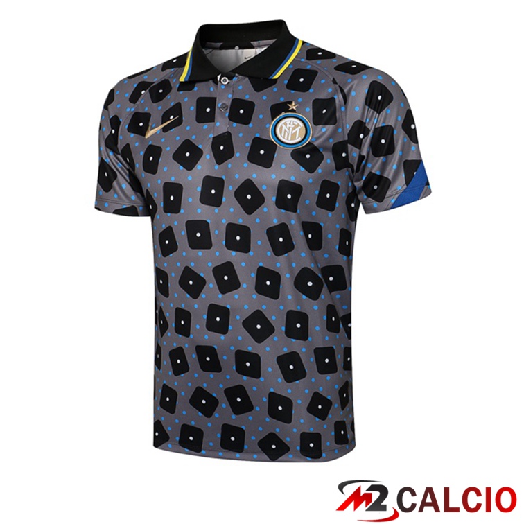 Maglie Calcio Personalizzate,Tute Calcio Squadre,Maglia Nazionale Italiana Calcio | Maglia Polo Inter Milan Grigio Nero 2021/2022