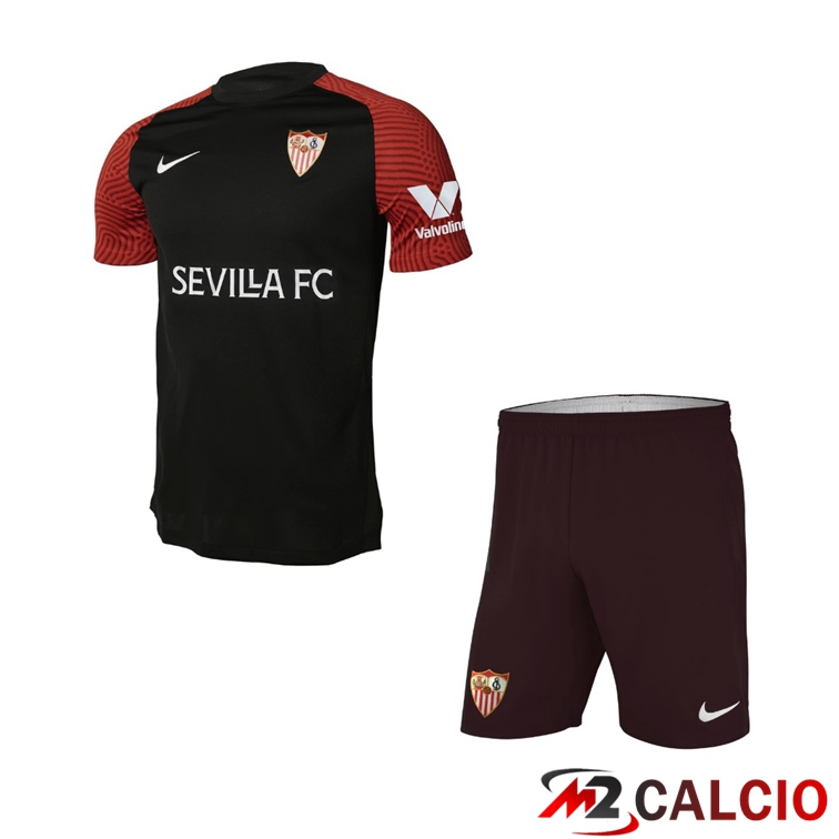Maglie Calcio Personalizzate,Tute Calcio Squadre,Maglia Nazionale Italiana Calcio | Maglia Sevilla FC Bambino Terza Nero 2021/2022