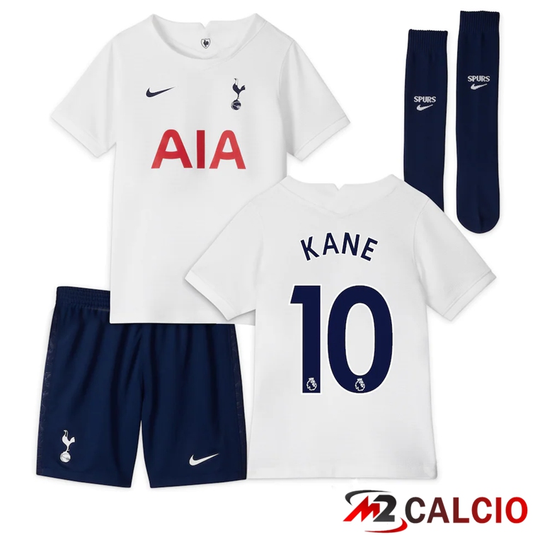 Maglie Calcio Personalizzate,Tute Calcio Squadre,Maglia Nazionale Italiana Calcio | Maglia Tottenham Hotspur (KANE 10) Bambino Prima Bianco 2021/2022