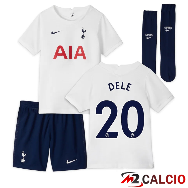 Maglie Calcio Personalizzate,Tute Calcio Squadre,Maglia Nazionale Italiana Calcio | Maglia Tottenham Hotspur (DELE 20) Bambino Prima Bianco 2021/2022