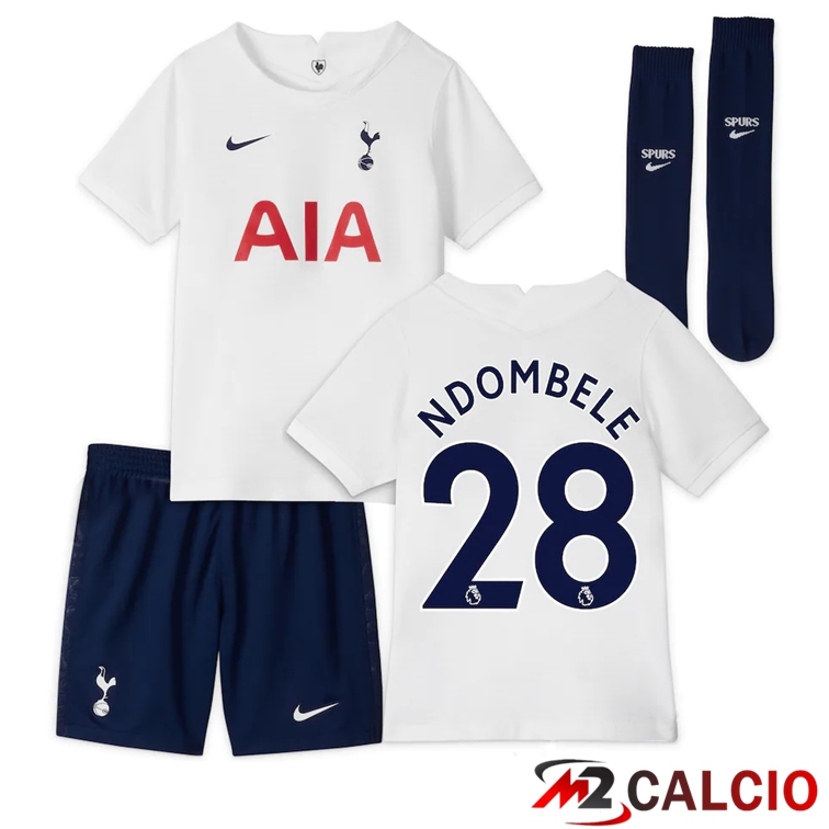 Maglie Calcio Personalizzate,Tute Calcio Squadre,Maglia Nazionale Italiana Calcio | Maglia Tottenham Hotspur (NDOMBELE 28) Bambino Prima Bianco 2021/2022