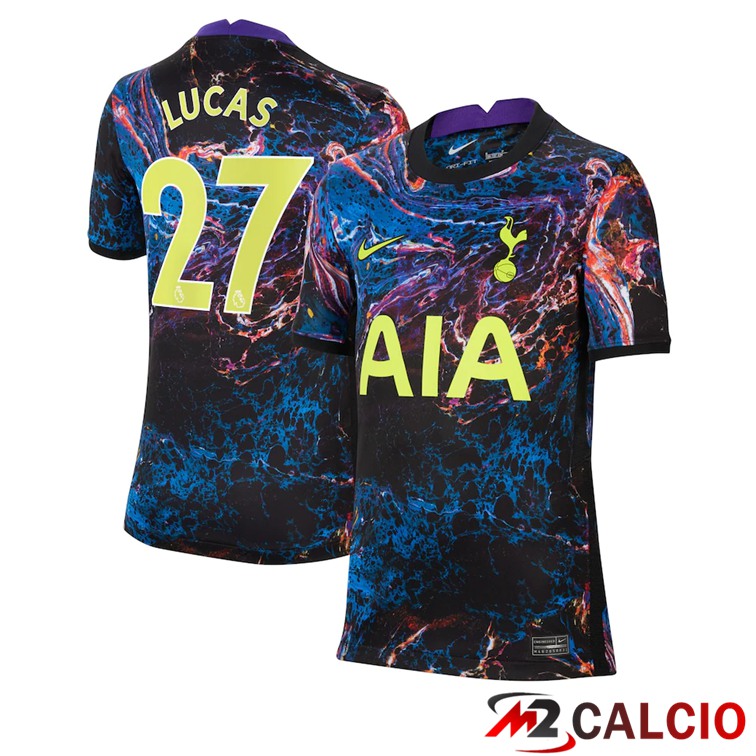 Maglie Calcio Personalizzate,Tute Calcio Squadre,Maglia Nazionale Italiana Calcio | Maglia Tottenham Hotspur (LUCAS 27) Bambino Seconda 2021/2022