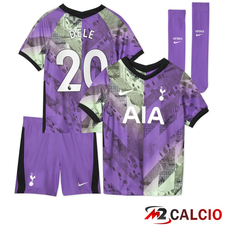 Maglie Calcio Personalizzate,Tute Calcio Squadre,Maglia Nazionale Italiana Calcio | Maglia Tottenham Hotspur (DELE 20) Bambino Terza 2021/2022