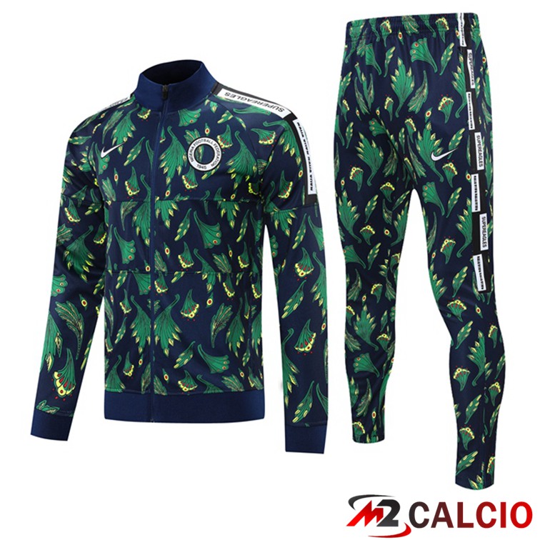 Maglie Calcio Personalizzate,Tute Calcio Squadre,Maglia Nazionale Italiana Calcio | Insieme Tuta Calcio - Giacca Nigeria Nero Verde 2021/2022