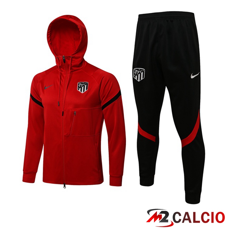 Maglie Calcio Personalizzate,Tute Calcio Squadre,Maglia Nazionale Italiana Calcio | Giacca Con Cappuccio Tuta Atletico Madrid Rosso 2021/2022