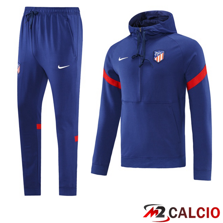 Maglie Calcio Personalizzate,Tute Calcio Squadre,Maglia Nazionale Italiana Calcio | Giacca Con Cappuccio Tuta Atletico Madrid Blu 2021/2022