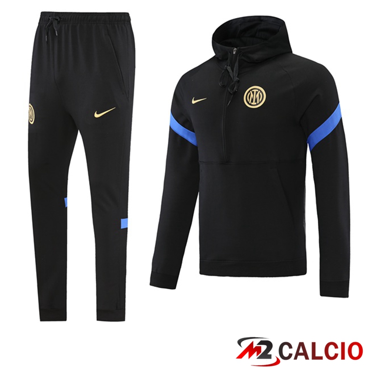 Maglie Calcio Personalizzate,Tute Calcio Squadre,Maglia Nazionale Italiana Calcio | Giacca Con Cappuccio Tuta Inter Milan Nero 2021/2022
