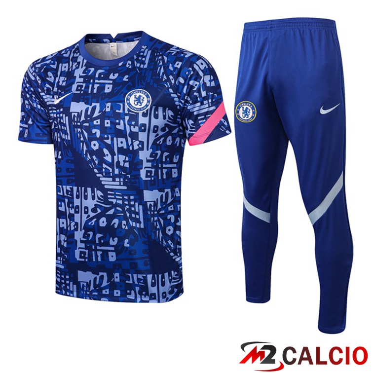 Maglie Calcio Personalizzate,Tute Calcio Squadre,Maglia Nazionale Italiana Calcio | Maglia Allenamento FC Chelsea + Pantaloni Blu 2021/2022