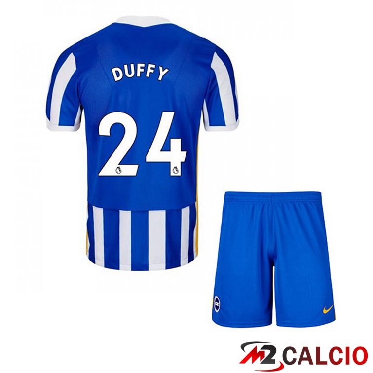 Maglie Calcio Personalizzate,Tute Calcio Squadre,Maglia Nazionale Italiana Calcio | Maglia Brentford FC (DUFFY 24) Bambino Prima Blu/Bianco 2021/22