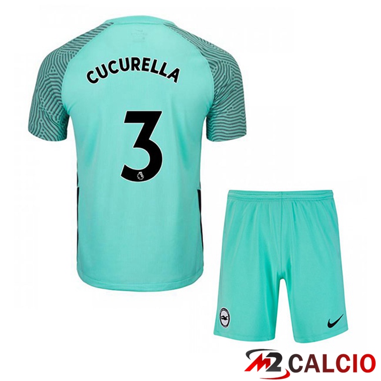 Maglie Calcio Personalizzate,Tute Calcio Squadre,Maglia Nazionale Italiana Calcio | Maglia Brentford FC (CUCURELLA 3) Bambino Seconda Verde 2021/22