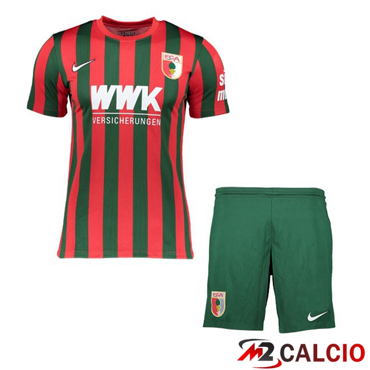 Maglie Calcio Personalizzate,Tute Calcio Squadre,Maglia Nazionale Italiana Calcio | Maglia FC Augsburg Bambino Prima Rosso/Vert 2021/22