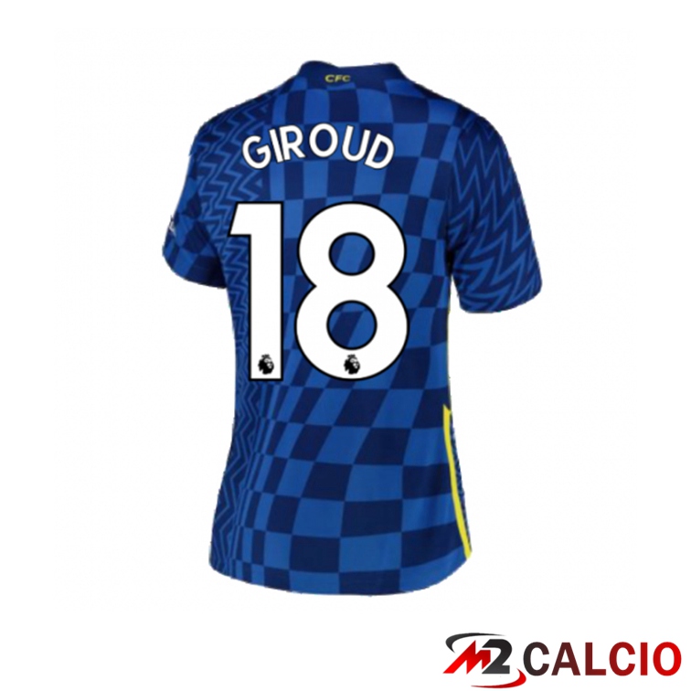 Maglie Calcio Personalizzate,Tute Calcio Squadre,Maglia Nazionale Italiana Calcio | Maglia FC Chelsea (GIROUD 18) Donna Prima Blu 2021/2022