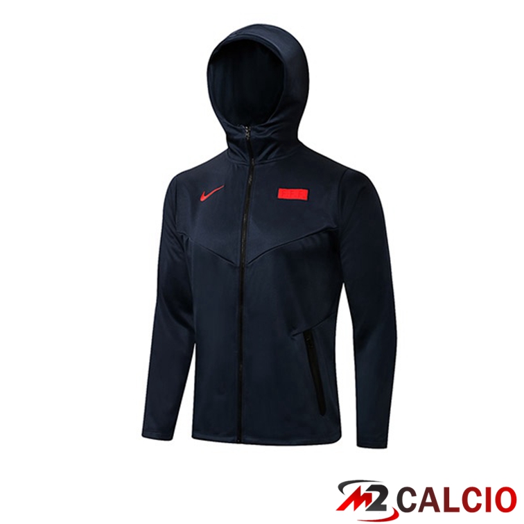 Maglie Calcio Personalizzate,Tute Calcio Squadre,Maglia Nazionale Italiana Calcio | Giacca Con Cappuccio Francia Blu Reale 2021/2022