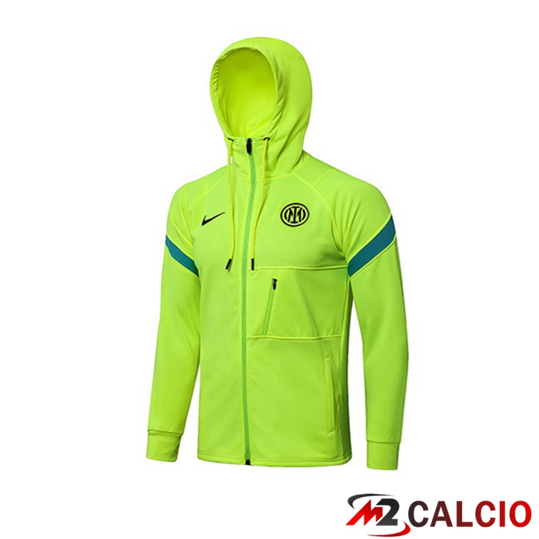 Maglie Calcio Personalizzate,Tute Calcio Squadre,Maglia Nazionale Italiana Calcio | Giacca Con Cappuccio Inter Milan Verde 2021/2022