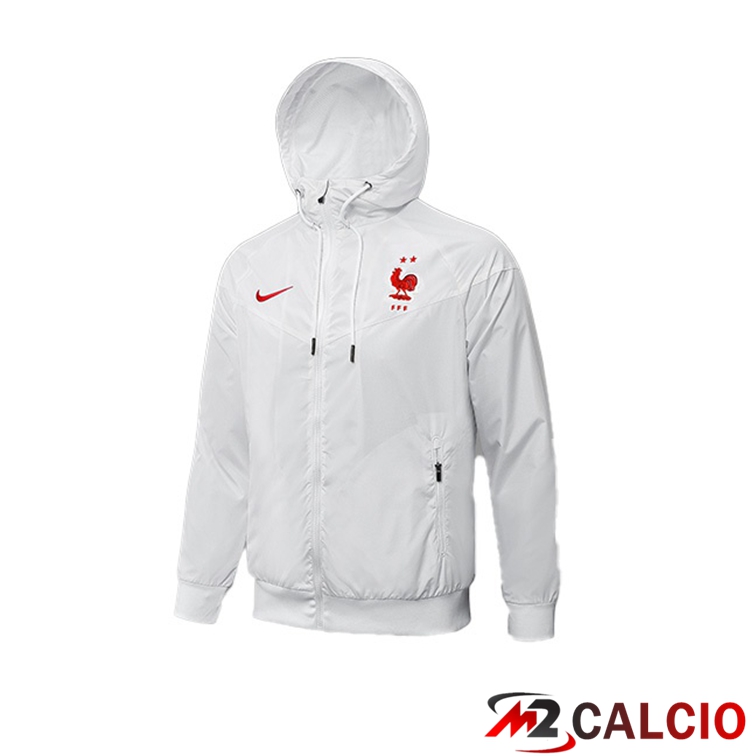 Maglie Calcio Personalizzate,Tute Calcio Squadre,Maglia Nazionale Italiana Calcio | Giacca Con Cappuccio Francia Bianco 2021/2022